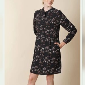 Indi & Cold Loose Western Style Printed Black Dress